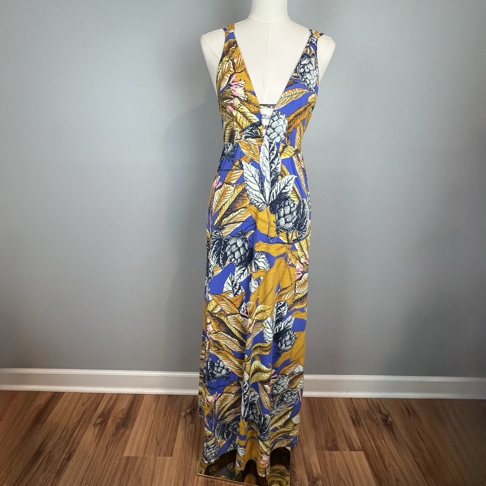 Maaji Size Medium Maxi Dress Low Cut Criss Cross Back Beach Vacay